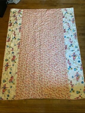 Pink Floral Patchwork Cotton Quilt - Soft Pink 71.5” X 54”